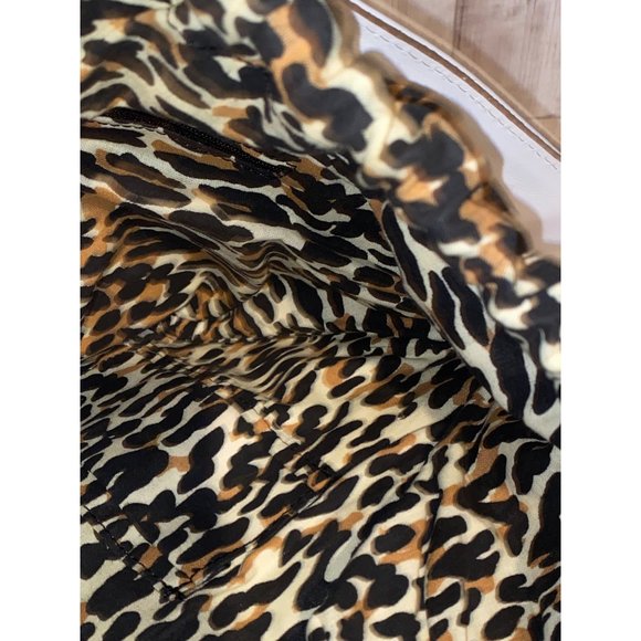 Vintage Betsey Johnson Leather Shoulder Bag Brass Handles Leopard Cheetah - Picture 13 of 15